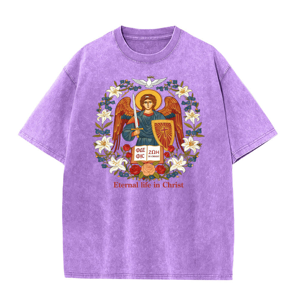 Christianartworkshop Eternal Life in Christ Angel Graphic Unisex Washed T-Shirt - Purple - 5XL - image 4