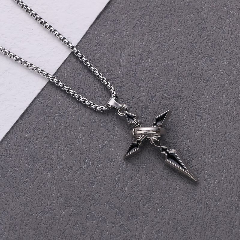 Christianartworkshop Nested Ring Cross Polished Metal Necklace: Remind of His Enduring Hold - image 1