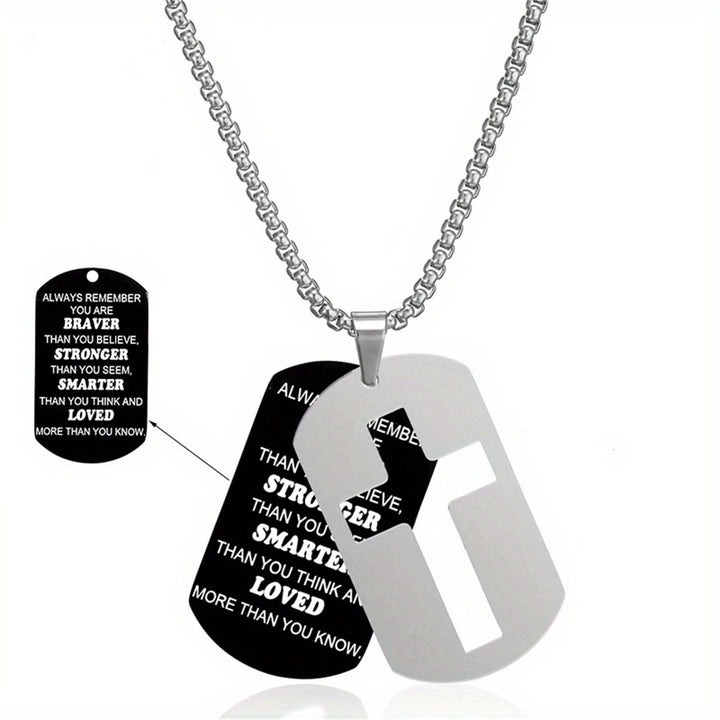 Christianartworkshop Polished Metal Cross Cutout & Engraved Verse Necklace: Carry His Promise Close Daily - Always Remember - image 3