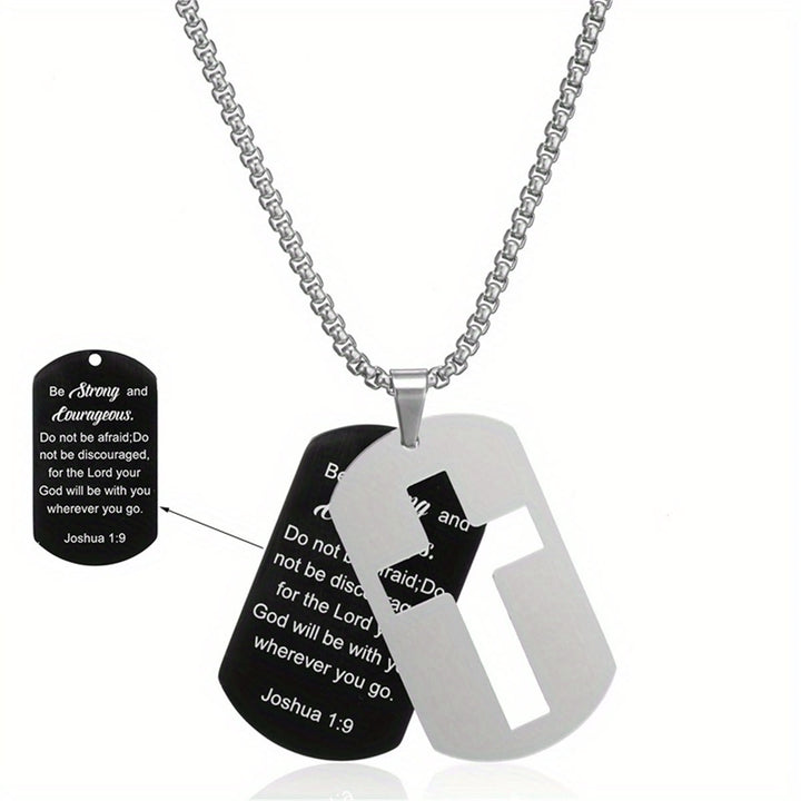 Christianartworkshop Polished Metal Cross Cutout & Engraved Verse Necklace: Carry His Promise Close Daily - Joshua 1:9 - image 8