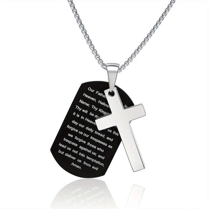 Christianartworkshop Polished Metal Cross Cutout & Engraved Verse Necklace: Carry His Promise Close Daily - Lord’s Prayer-2 - image 12