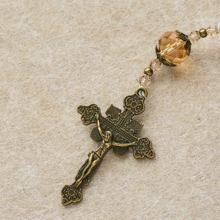 Christianartworkshop Calm White Shell Turquoise & Champagne Accents Detailed Rosary: Hold His Peace Close - image 8