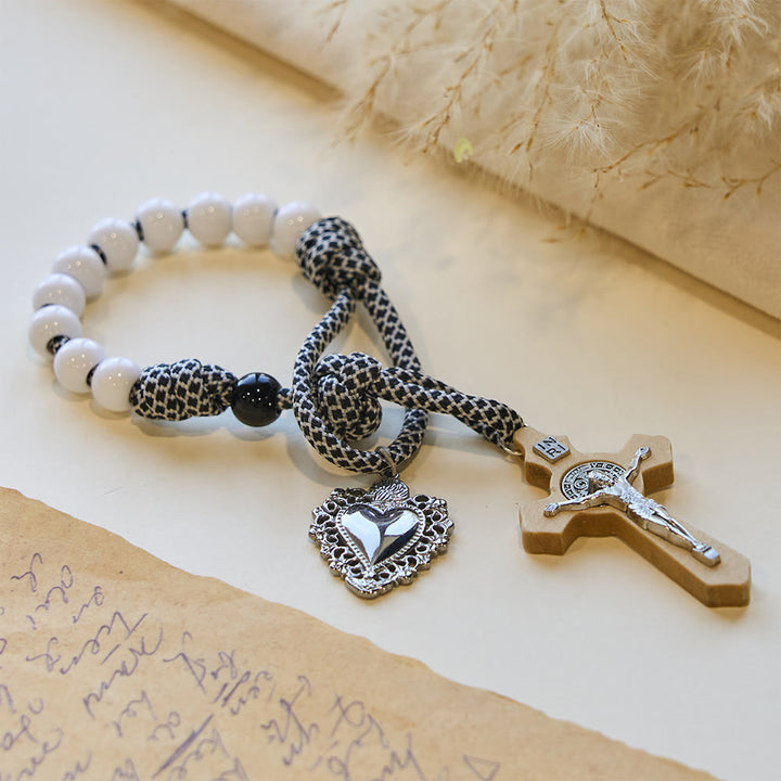 Christianartworkshop Eternal Love Couple Pocket Rosary Set with Sacred Heart & Crucifix - White - image 9