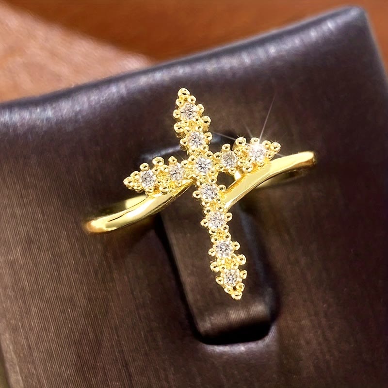 Christianartworkshop Cross Ring with Clustered Cubic Zirconia Accents: Embody His Gentle Grace - image 2