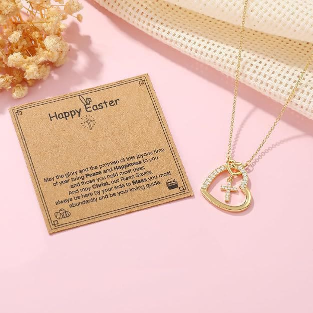 Christianartworkshop Intertwined Heart Cross Necklace with Card: Embody His Easter Joy & Grace - image 1