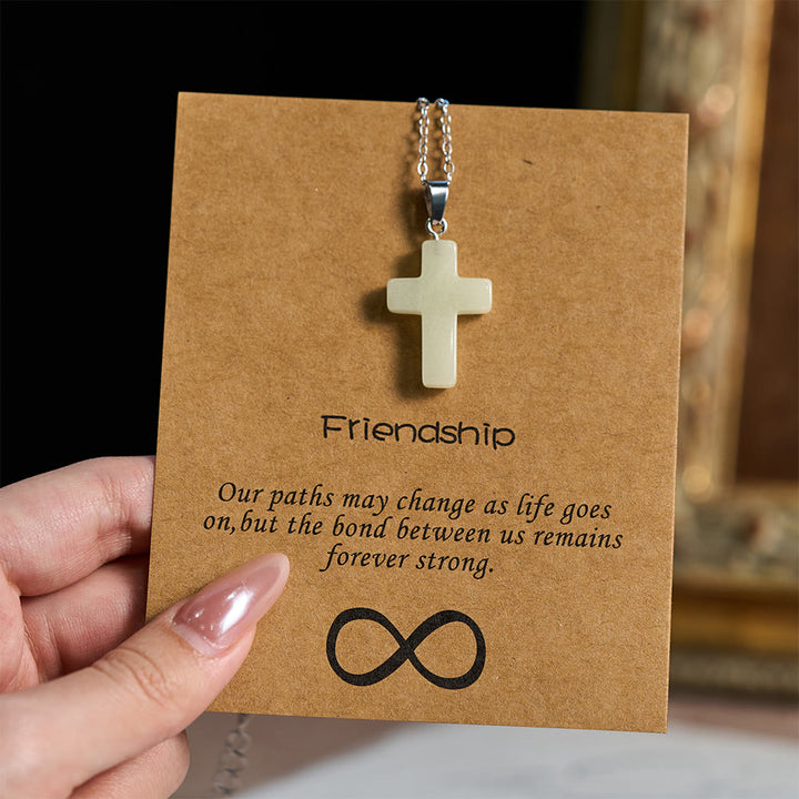 Christianartworkshop Glow-in-the-Dark Cross Necklace with Friendship Message Card: Embody His Gentle Grace - image 2