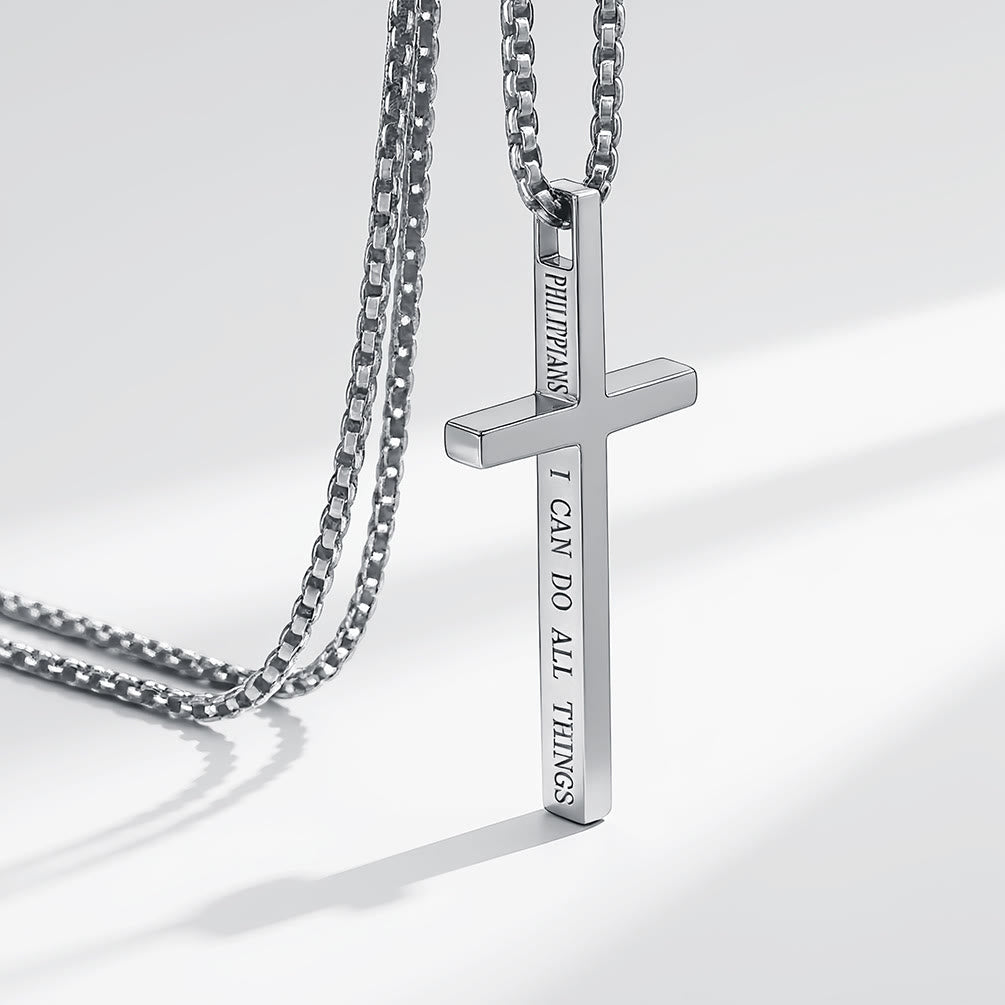 Christianartworkshop Cross Necklace with I Can Do All Things Inscription: Stylish Reminder of His Tender Strength - Silver - image 5