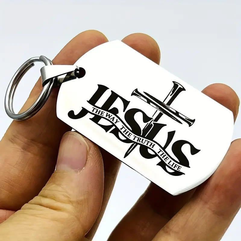 Christianartworkshop JESUS: The Way The Truth The Life Dog Tag Keychain: Remind of His Quiet Peace - image 1