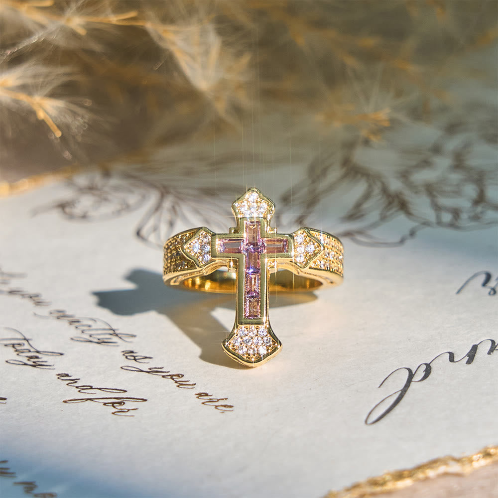 Christianartworkshop Central Cross Motif Ring with Cubic Zirconia Accents: Carry His Care in Daily Wear - image 3