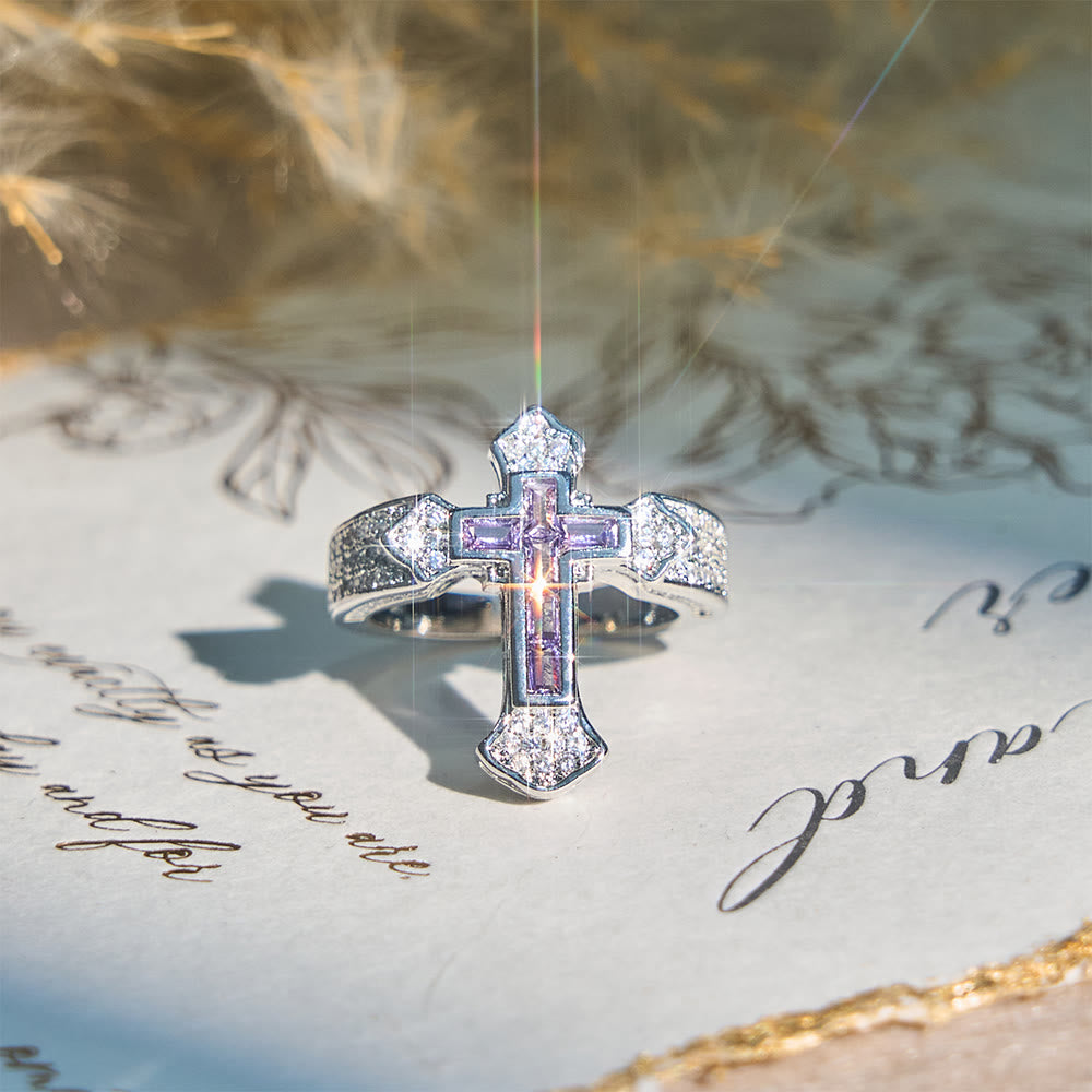 Christianartworkshop Central Cross Motif Ring with Cubic Zirconia Accents: Carry His Care in Daily Wear - image 7