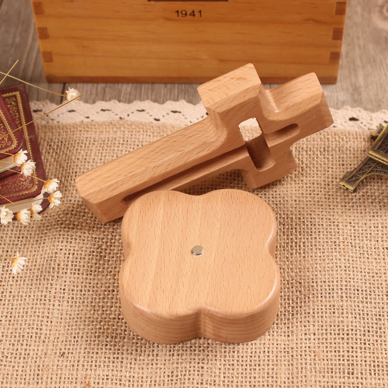 Christianartworkshop Wood Desktop Cross Ornament with Round/Floral Base: Embody His Quiet Peace at Work - Cross A & Floral Base - Light - image 2