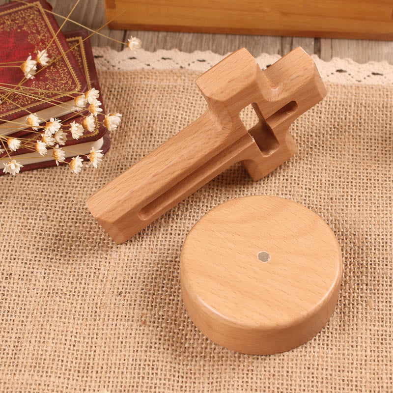 Christianartworkshop Wood Desktop Cross Ornament with Round/Floral Base: Embody His Quiet Peace at Work - image 1