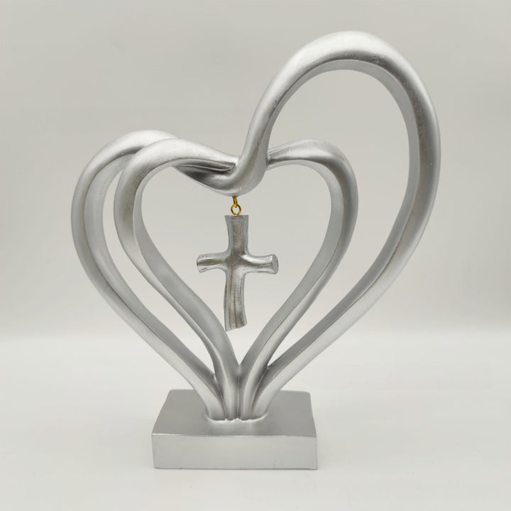 Christianartworkshop Resin Double-Heart Cross Pendant Desktop Ornament: Embody His Tender Grace at Work - image 6