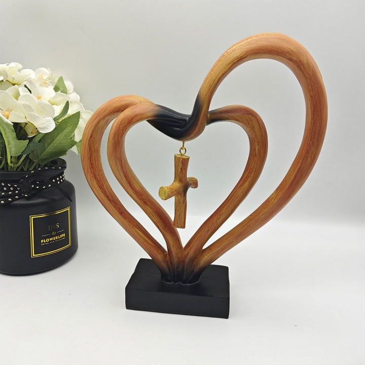 Christianartworkshop Resin Double-Heart Cross Pendant Desktop Ornament: Embody His Tender Grace at Work - image 3