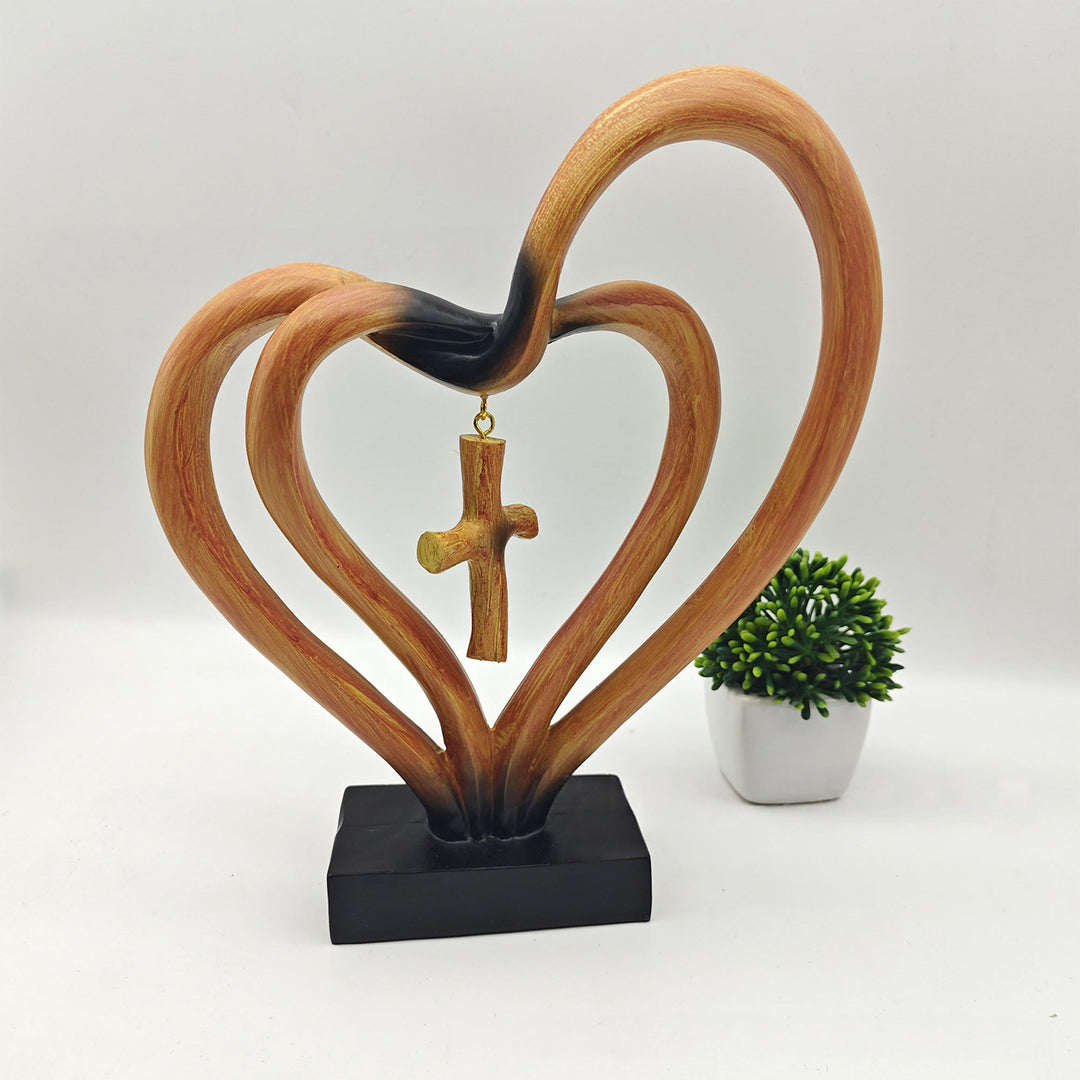 Christianartworkshop Resin Double-Heart Cross Pendant Desktop Ornament: Embody His Tender Grace at Work - image 4