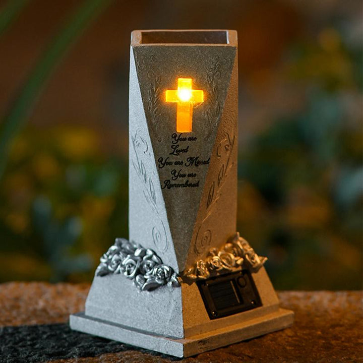 Christianartworkshop Solar-Powered Cross Cemetery Vase Ornament: Carry His Grace in Tender Moments - Solar Light - image 0