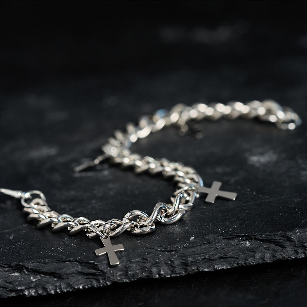Christianartworkshop Curb Chain Bracelet with Dangling Cross Charms: Embody His Bold Grace - image 2