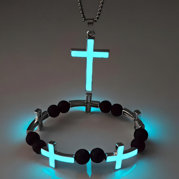 Christianartworkshop Luminous Cross Necklace & Beaded Bracelet Set: Remind of His Quiet Light - image 4