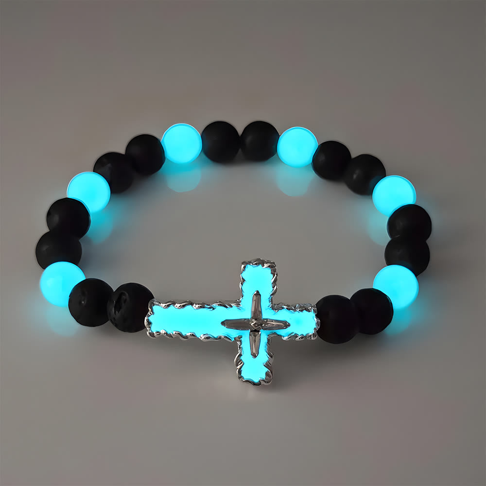 Christianartworkshop 3-Color Luminous Cross Necklace & Beaded Bracelet Set: Remind of His Quiet Light - image 3