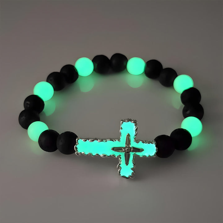 Christianartworkshop 3-Color Luminous Cross Necklace & Beaded Bracelet Set: Remind of His Quiet Light - image 8