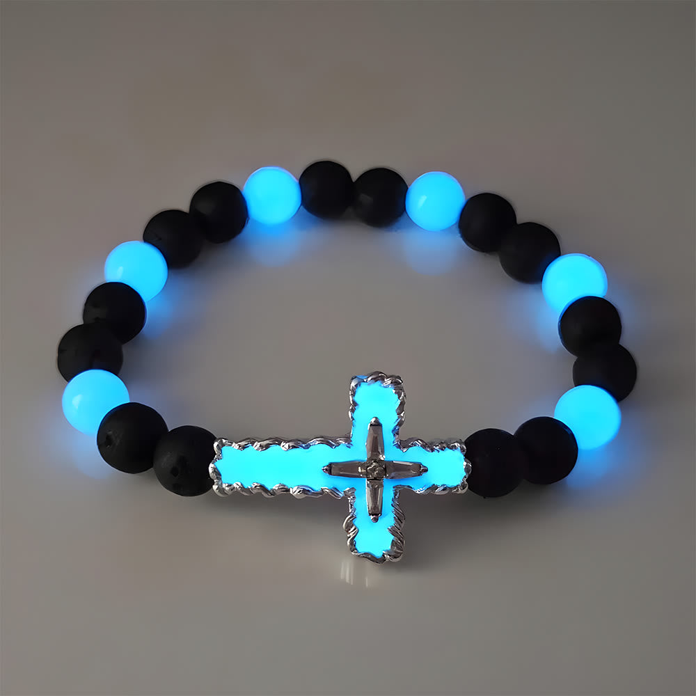 Christianartworkshop 3-Color Luminous Cross Necklace & Beaded Bracelet Set: Remind of His Quiet Light - image 5
