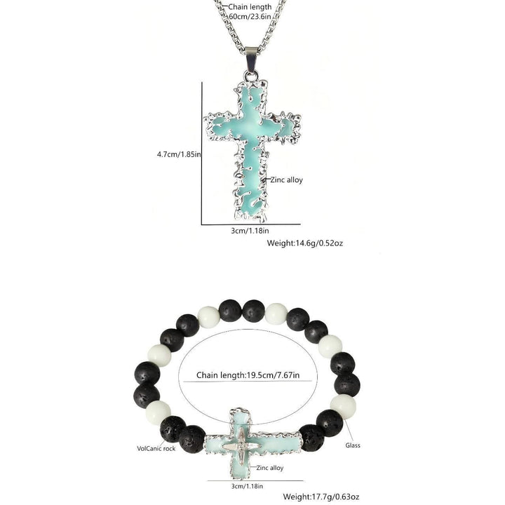 Christianartworkshop 3-Color Luminous Cross Necklace & Beaded Bracelet Set: Remind of His Quiet Light - image 9