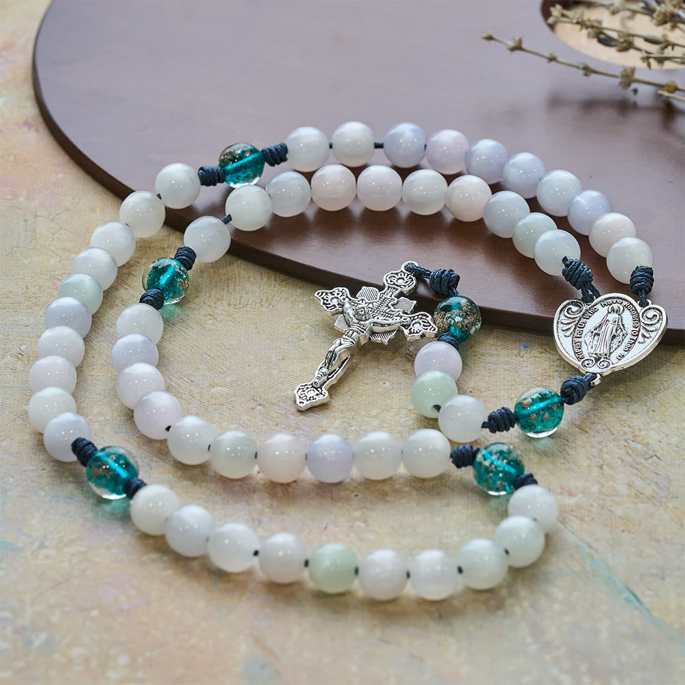 Christianartworkshop Color-Shifting Cat's Eye Rosary with Our Lady Guardian: Iridescent Faith Design - image 6