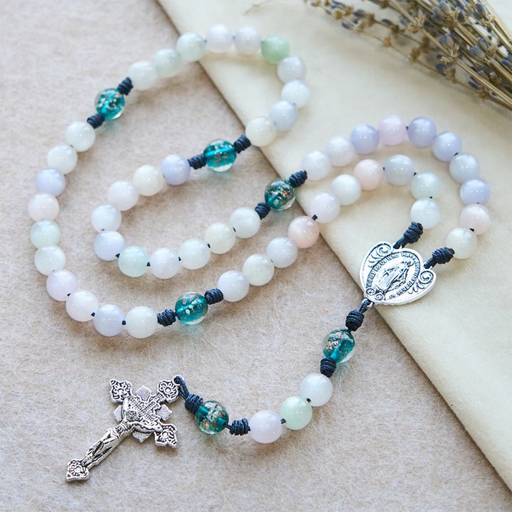 Christianartworkshop Color-Shifting Cat's Eye Rosary with Our Lady Guardian: Iridescent Faith Design - image 7