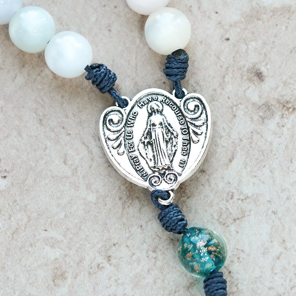 Christianartworkshop Color-Shifting Cat's Eye Rosary with Our Lady Guardian: Iridescent Faith Design - image 15
