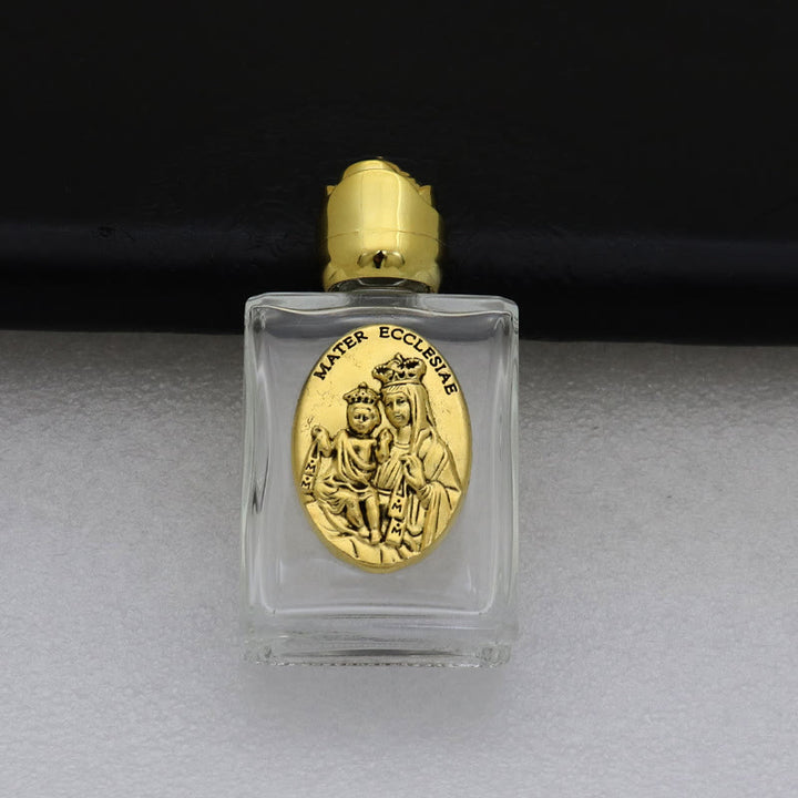 Christianartworkshop Embossed Sacred Icon Holy Water Bottle: Carry His Care in Spiritual Moments - Square Bottle - Mater Ecclesiae - Golden - image 5