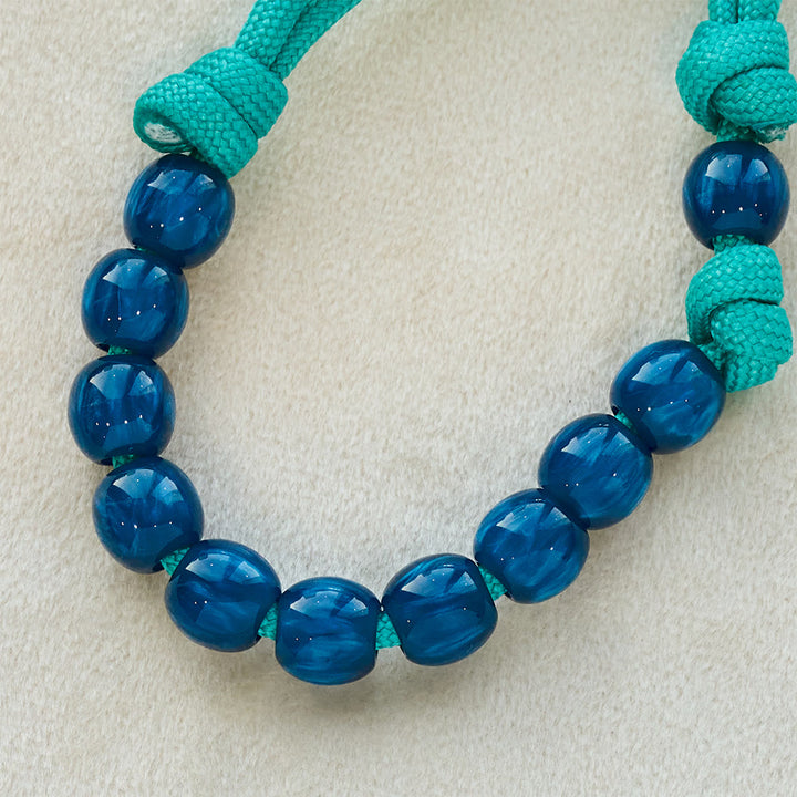 Christianartworkshop Navy Beads & Turquoise Cord Pocket Rosary with St. Michael Devotion - image 5