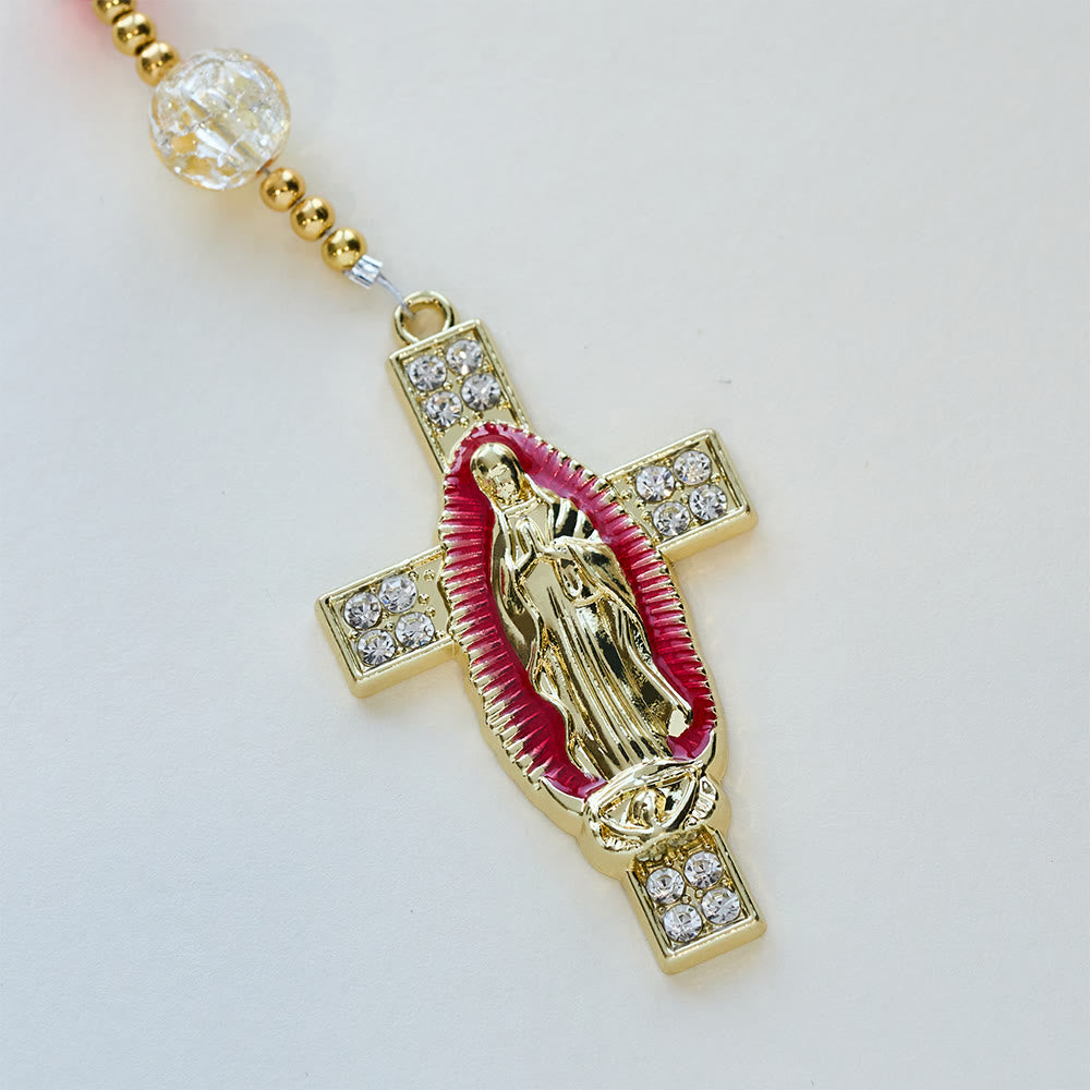 Christianartworkshop Rainbow Shimmer Cat's Eye Rosary with Our Lady Devotional Cross - image 6