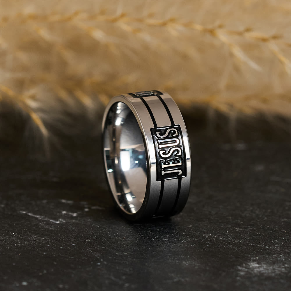 Christianartworkshop Bold JESUS Lettering Metal Ring: Carry His Grace in Daily Wear - UK Size Z（US 13） - image 0