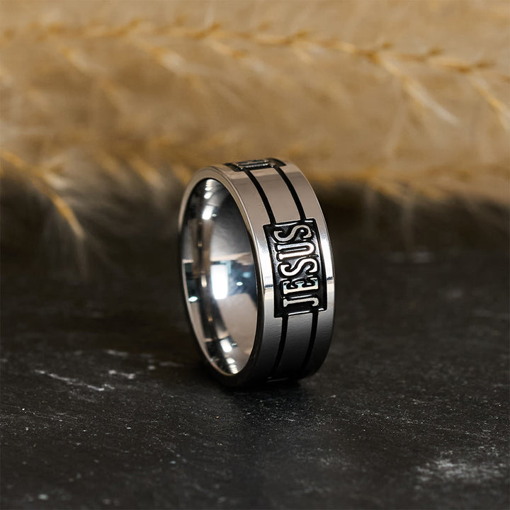 Christianartworkshop Bold JESUS Lettering Metal Ring: Carry His Grace in Daily Wear - UK Size Z（US 13） - image 0