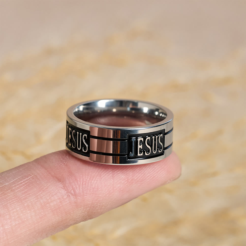Christianartworkshop Bold JESUS Lettering Metal Ring: Carry His Grace in Daily Wear - image 1