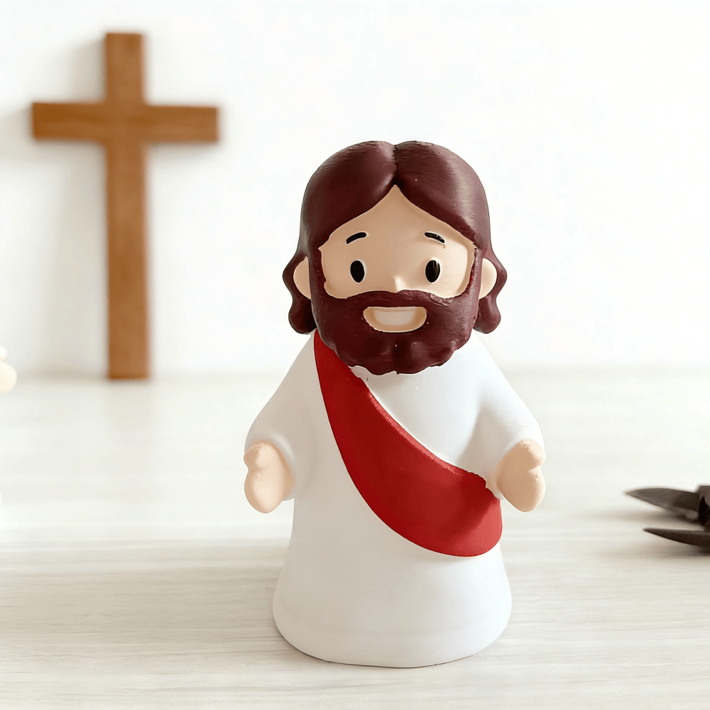 Christianartworkshop Glowing Jesus Tap Light Easter Ornament: Merge Playful Charm with His Care - Red - image 1