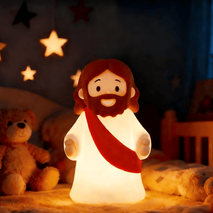 Christianartworkshop Glowing Jesus Tap Light Ornament: Merge Playful Charm with His Care - image 2