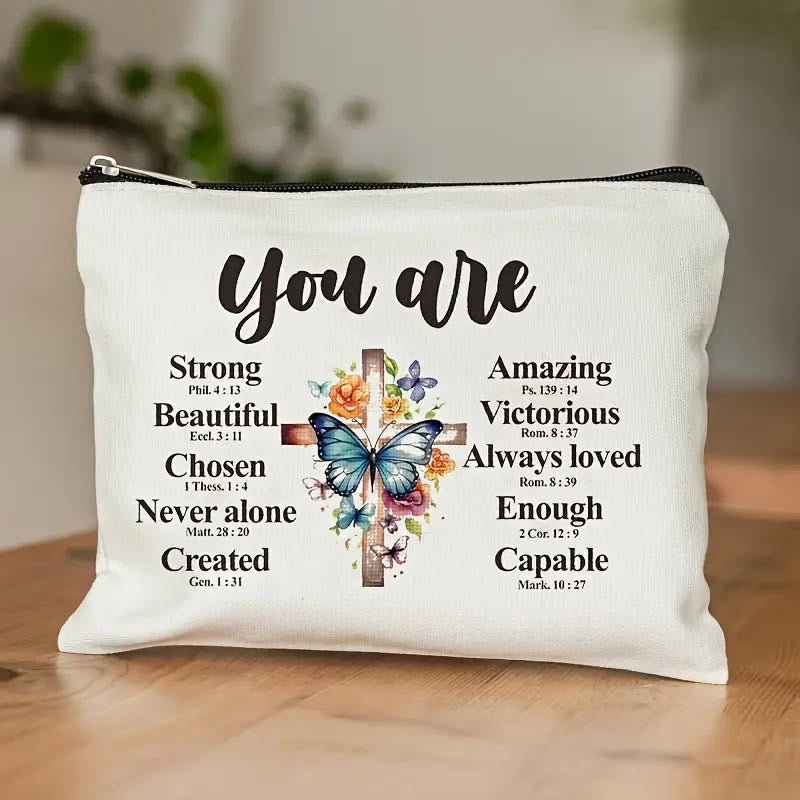 Christianartworkshop You Are Scripture Affirmation Travel Cosmetic Bag: Embody His Encouraging Truth - You Are - image 0
