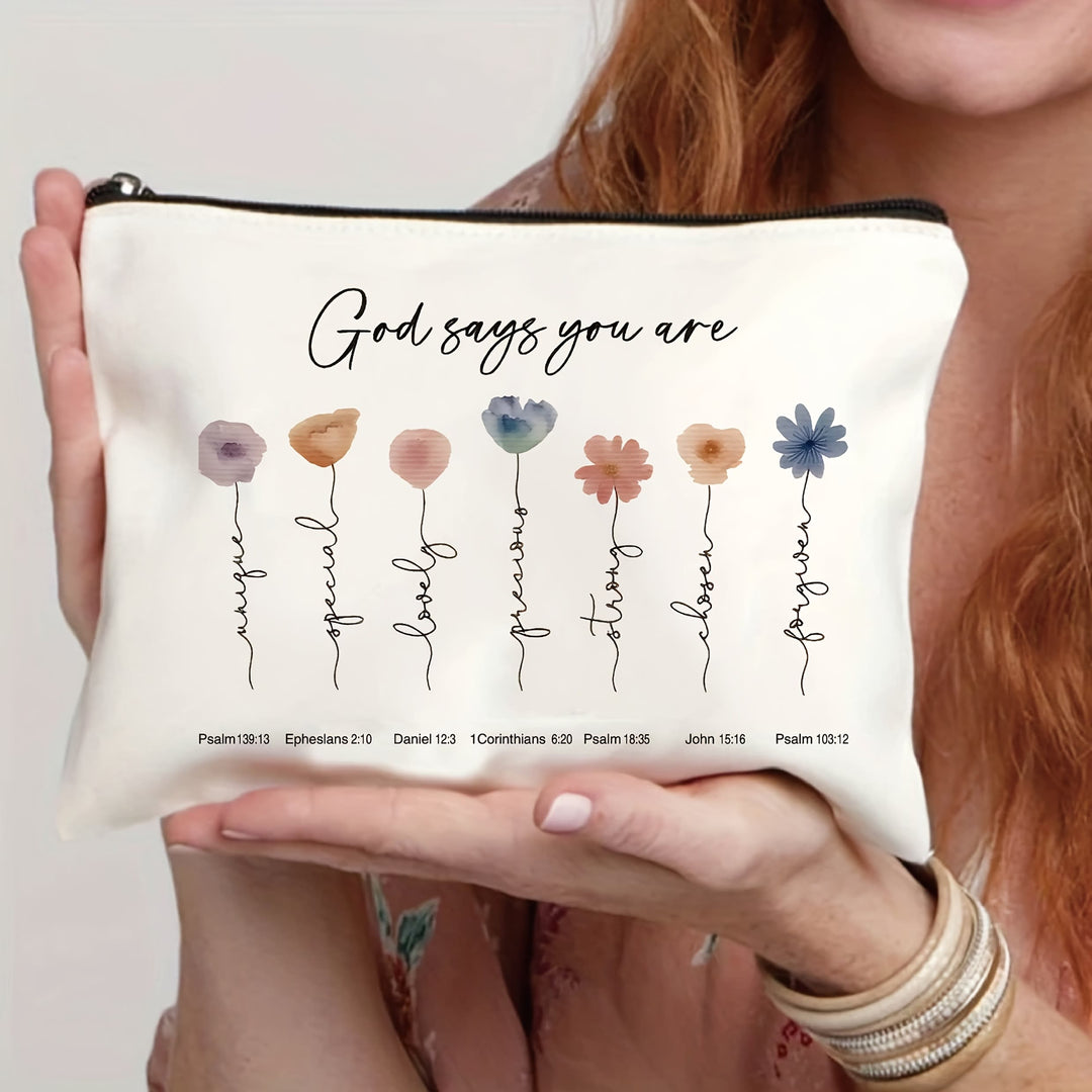 Christianartworkshop God Says You Are Scripture Affirmation Travel Cosmetic Bag: Embody His Loving Truth - God Says You Are - image 0