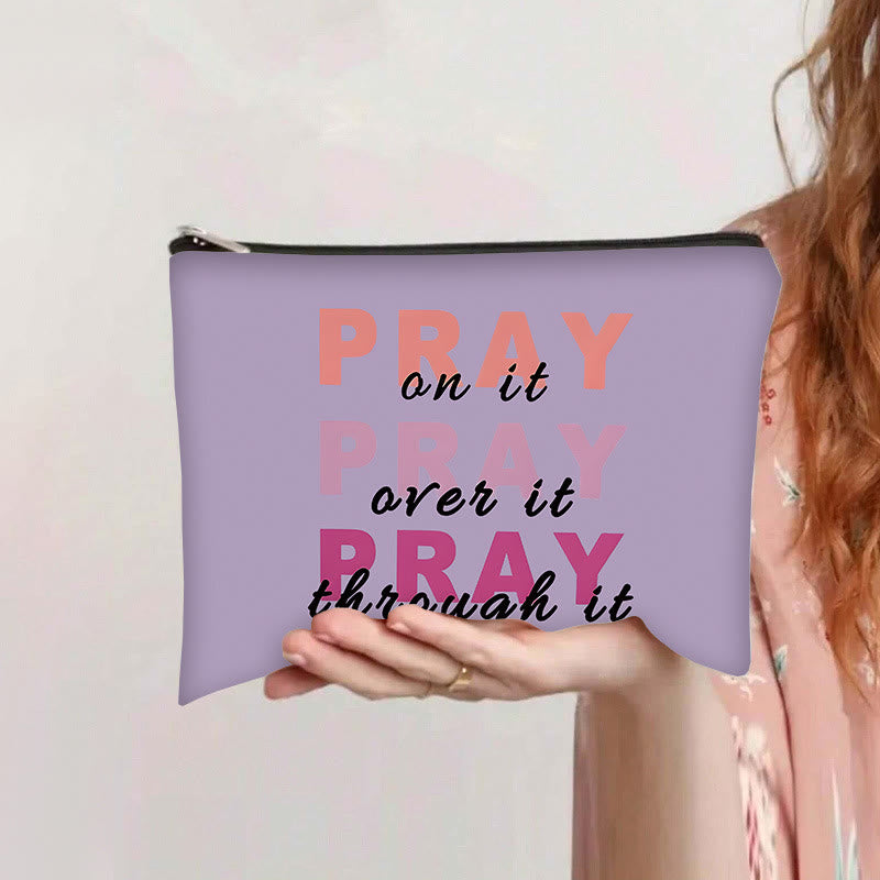 Christianartworkshop Pray On It, Pray Over It, Pray Through It Travel Cosmetic Bag - Purple - image 4