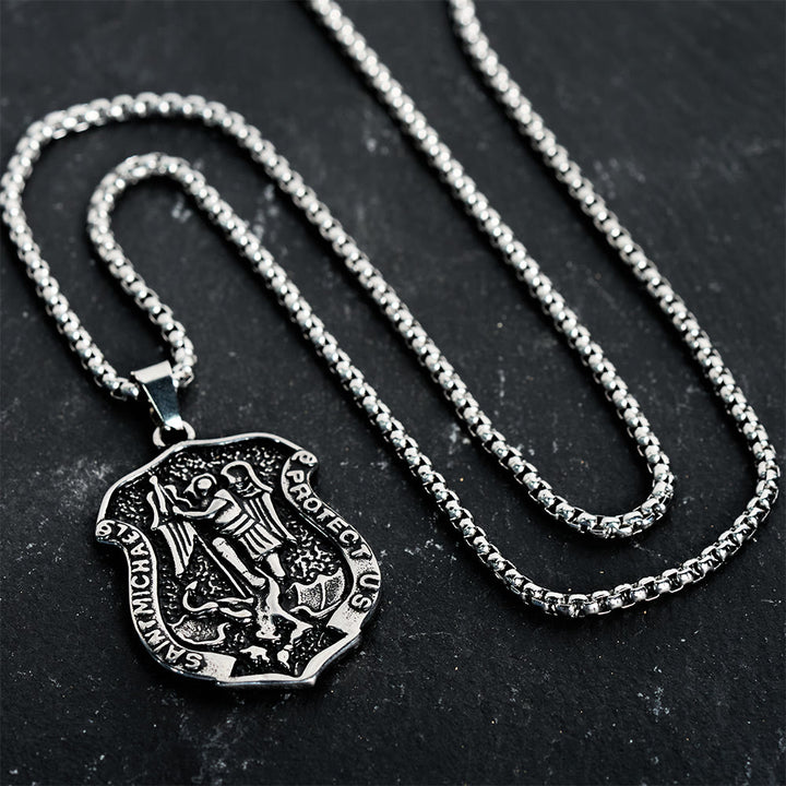 Christianartworkshop Dark Antiqued St. Michael Necklace: Carry His Strength in Daily Wear - image 4