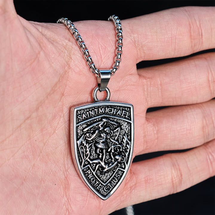 Christianartworkshop St. Michael Protect Us Shield Pendant Necklace: Embody His Courageous Protection - image 1