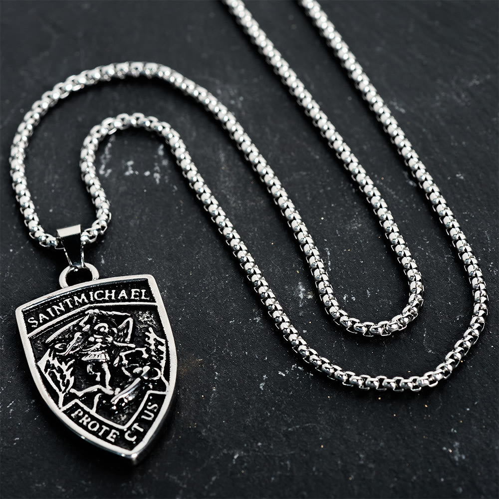 Christianartworkshop St. Michael Protect Us Shield Pendant Necklace: Embody His Courageous Protection - image 4