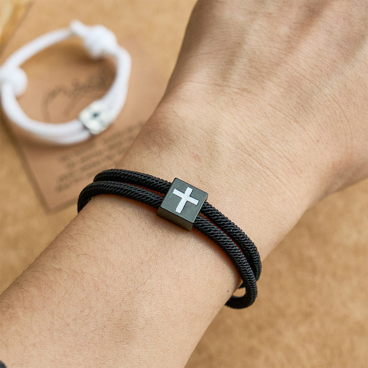 Christianartworkshop Milano Rope Cross Bracelet with Gift Card: Thoughtful Blessing for Baptism & Milestones - image 1