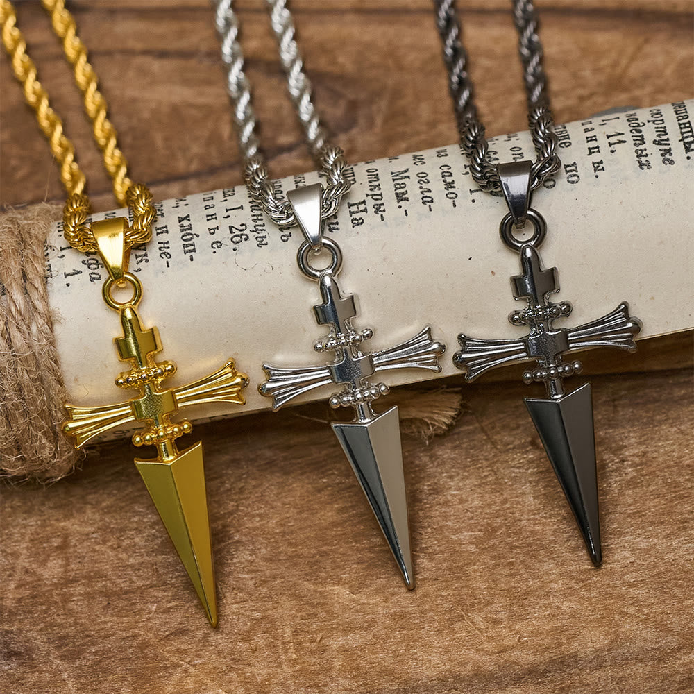 Christianartworkshop Cross-Dagger Fusion Shape Pendant Necklace: Embody His Courageous Protection - image 0