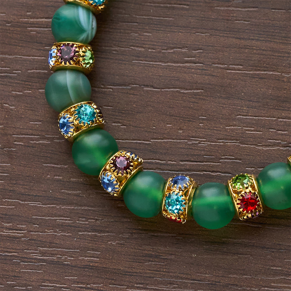 Christianartworkshop Frosted Green Agate & White Glass Cross Bracelet: Gentle Faith in Luminous Texture - image 9