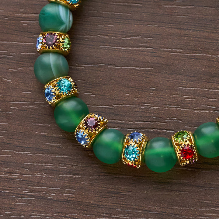 Christianartworkshop Frosted Green Agate & White Glass Cross Bracelet: Gentle Faith in Luminous Texture - image 9