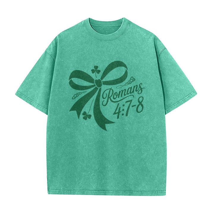 Christianartworkshop Not Lucky Simply Blessed Romans 4:7-8 Unisex Washed T-Shirt - image 19