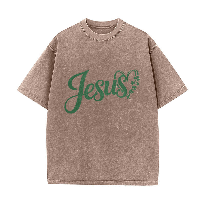 Christianartworkshop It's Never Luck It's Always God Jesus Unisex Washed T-Shirt - image 7