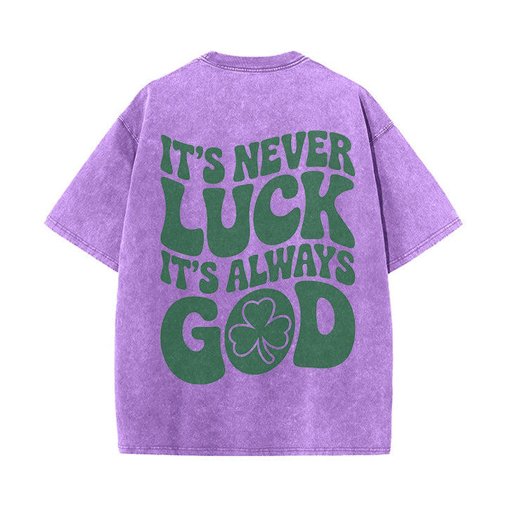 Christianartworkshop It's Never Luck It's Always God Jesus Unisex Washed T-Shirt - Purple - 5XL - image 12